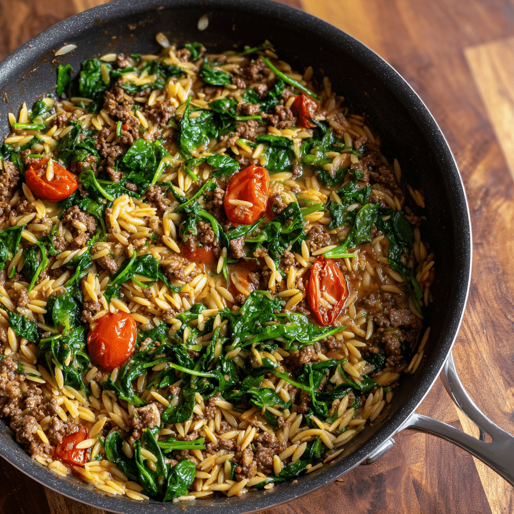 One-Pot Ground Beef and Orzo – The Ultimate Comfort Meal Recipe 8 Adding vegetables to One-Pot Ground Beef and Orzo