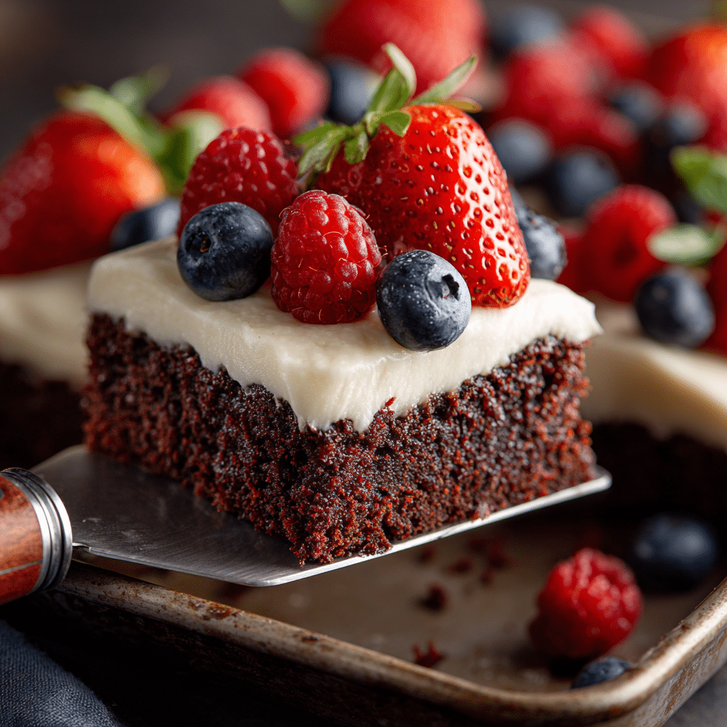 Chocolate Sheet Cake with Cream Cheese Frosting: The Ultimate Recipe 7 Decorated Chocolate Sheet Cake with Cream Cheese Frosting and Fresh Berries
