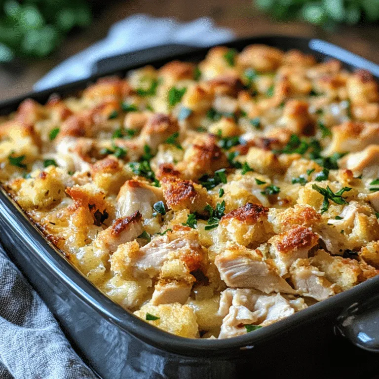 dolly's chicken and stuffing casserole fresh from the oven