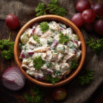 High Protein Chicken Salad – The Best Nutritious & Delicious Recipe Guide 6 high protein chicken salad in a wooden bowl with grapes and Greek yogurt