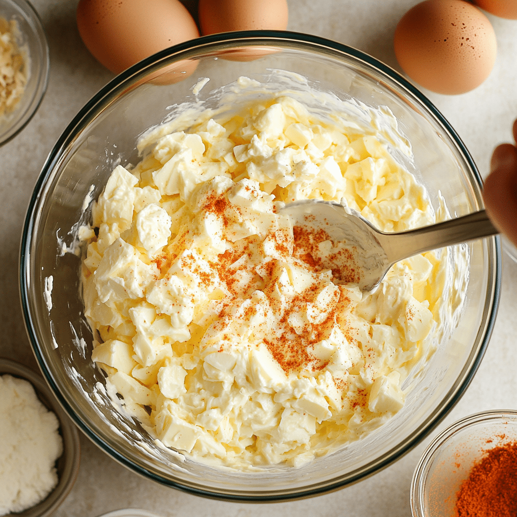 Masters Egg Salad Recipe: A Southern Tradition with Delicious Simplicity 7 Preparing Masters Egg Salad - Mixing Ingredients