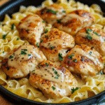 One Pan Chicken with Buttered Noodles: A Simple, Delicious Meal in One Pan 6 One Pan Chicken with Buttered Noodles served with fresh parsley garnish