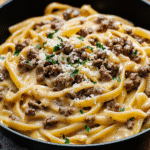 One Pot Creamy Beef and Garlic Butter Pasta Recipe 6 one pot creamy beef garlic butter pasta feature