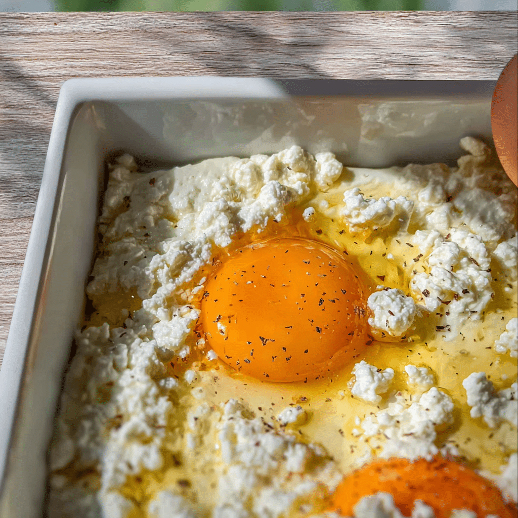 Sheet Pan Cottage Cheese Eggs – The Best Easy Breakfast Bake Ever 7 Pouring egg and cottage cheese mixture into sheet pan