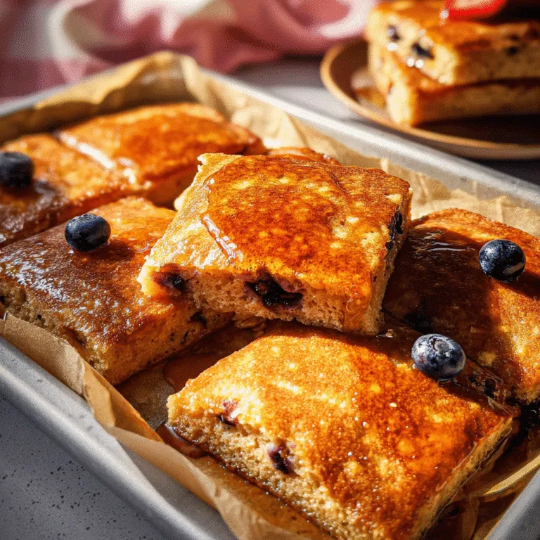 Sheet Pan Protein Pancakes with Blueberries
