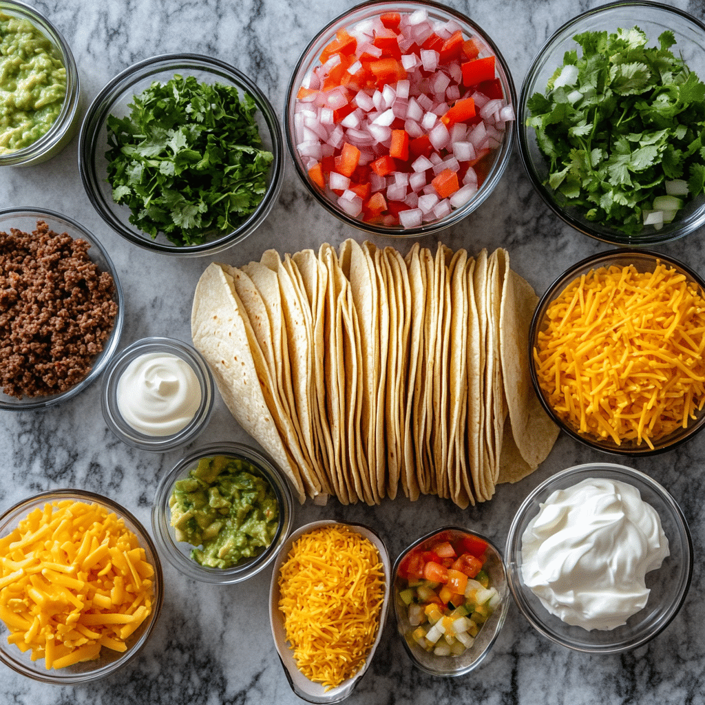 sheet-pan-taco-ingredients Ingredients laid out for making sheet pan tacos