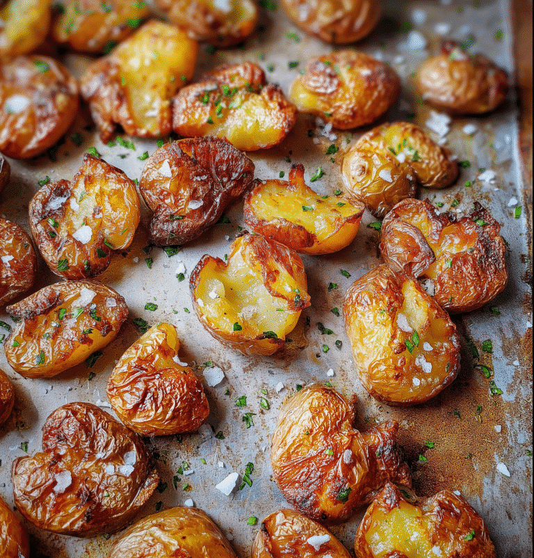 Smashed potato sheet pan with garlic butter