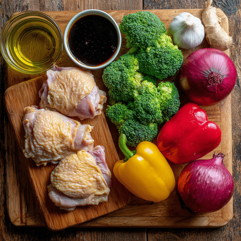 Sheet Pan Teriyaki Chicken With Vegetables – Simple, Delicious, and Mess-Free 5 Ingredients for Sheet Pan Teriyaki Chicken With Vegetables on board