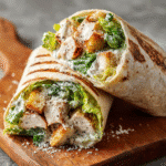 Viral Caesaroni Wrap: Creamy, Crunchy, and Packed with Flavor 5 Freshly made Viral Caesaroni Wrap close-up