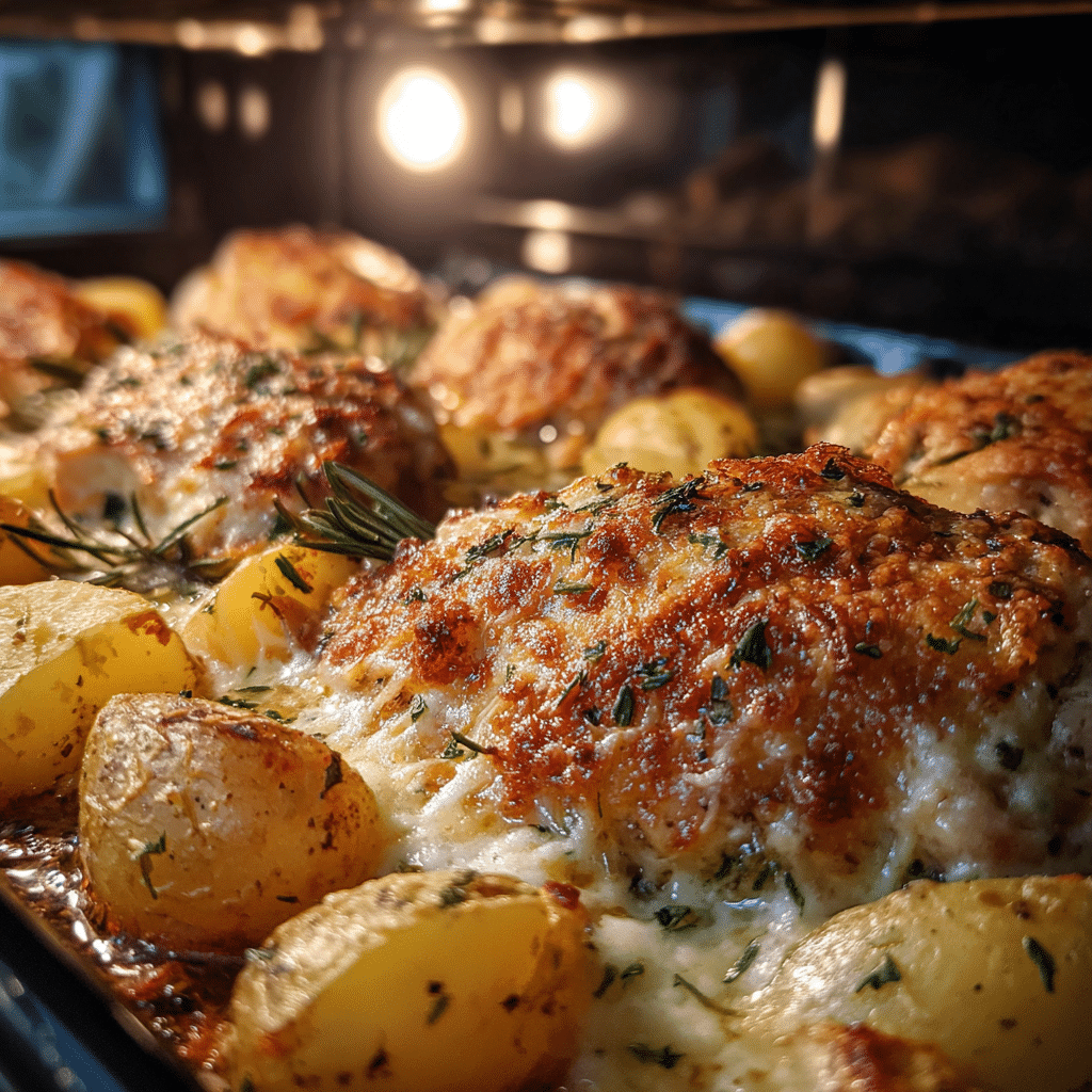 Garlic Parmesan Chicken and Potatoes: The Ultimate One-Pan Comfort Dinner 6 Garlic parmesan chicken and potatoes in oven