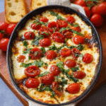Caprese Dip: Easy, Cheesy, and Bursting with Fresh Flavor 7 Hot Caprese Dip with roasted tomatoes and mozzarella