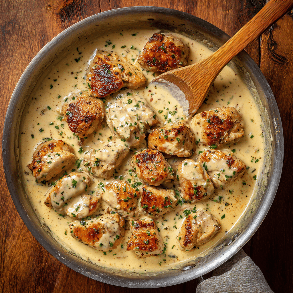 Creamy Smothered Chicken and Rice: A Creamy Southern Classic for Every Table 5 Seared creamy smothered chicken in sauce