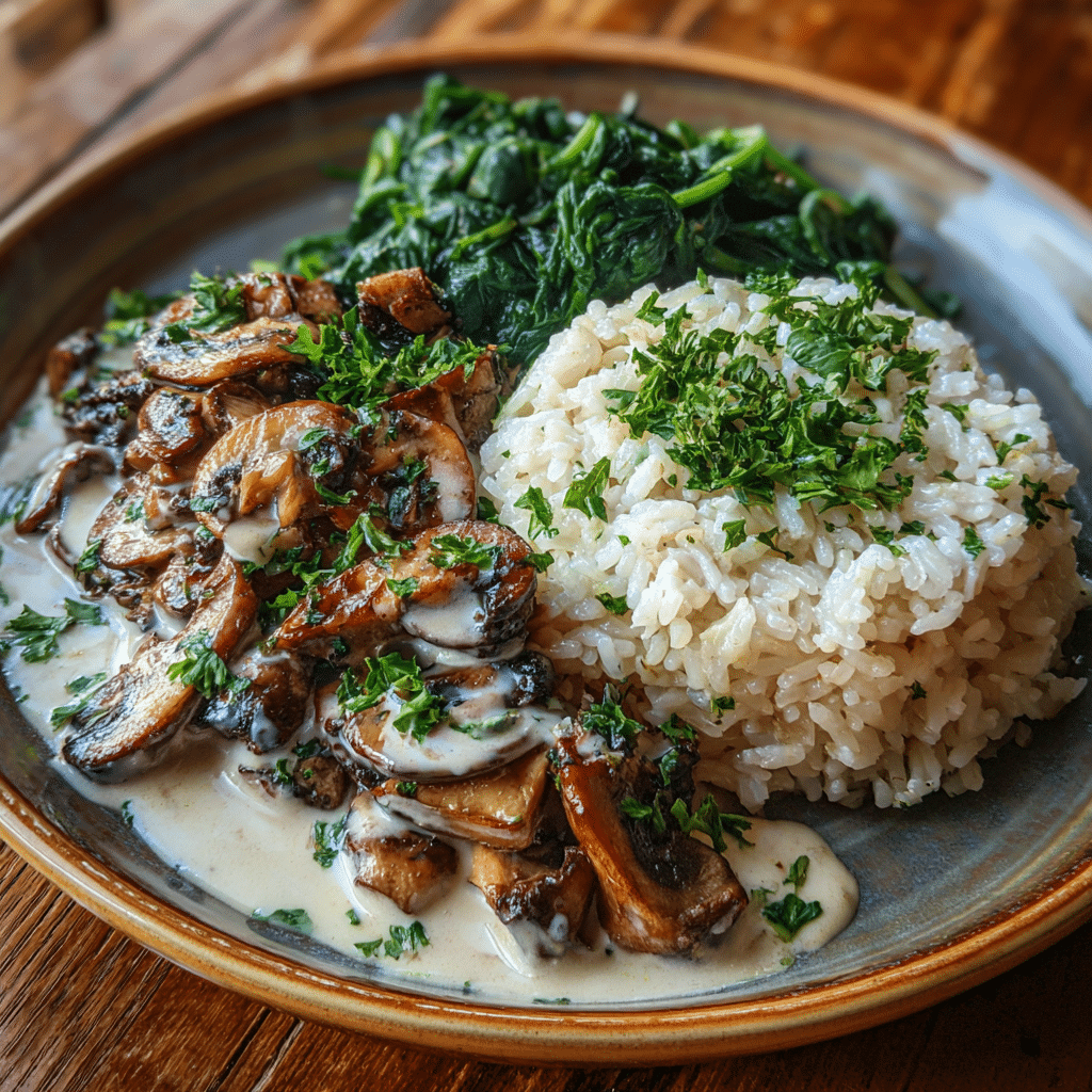 Creamy Smothered Chicken and Rice: A Creamy Southern Classic for Every Table 8 Creamy smothered chicken and rice with mushrooms and spinach