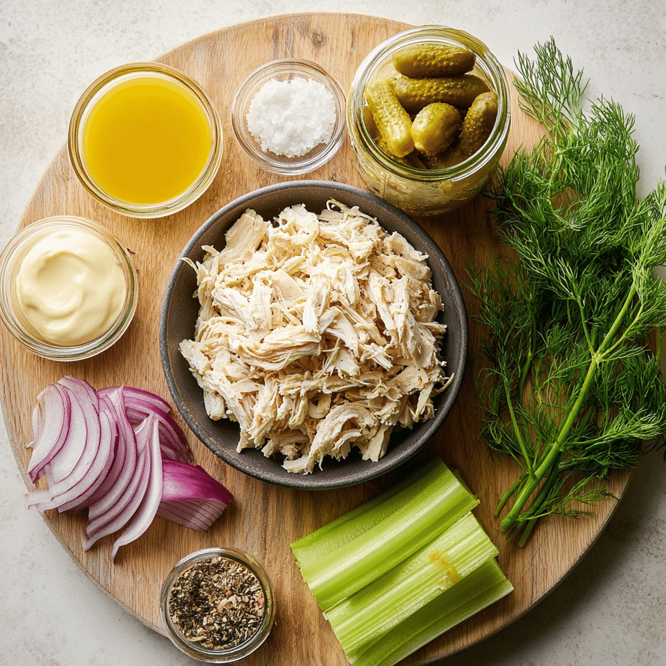 Dill Pickle Chicken Salad – A Tangy, Protein-Packed Twist You’ll Crave All Year 5 Ingredients for Dill Pickle Chicken Salad