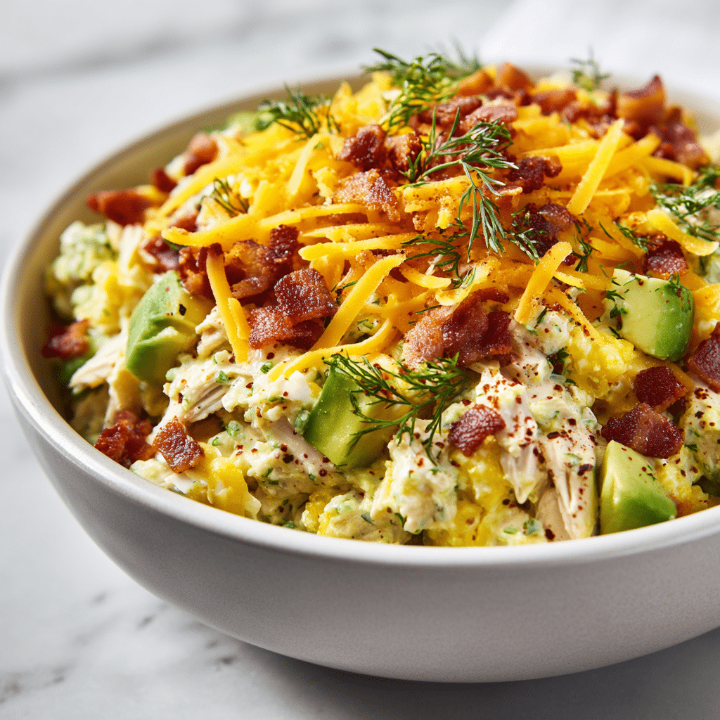 Dill Pickle Chicken Salad – A Tangy, Protein-Packed Twist You’ll Crave All Year 7 Dill Pickle Chicken Salad with Bacon, Cheese, and Avocado
