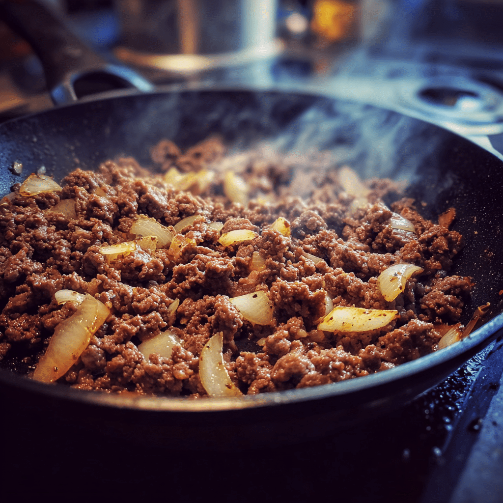 One-Skillet Beef Stroganoff Tortellini: A Creamy, Easy Weeknight Dinner 7 cooking ground beef for one-skillet beef stroganoff tortellini