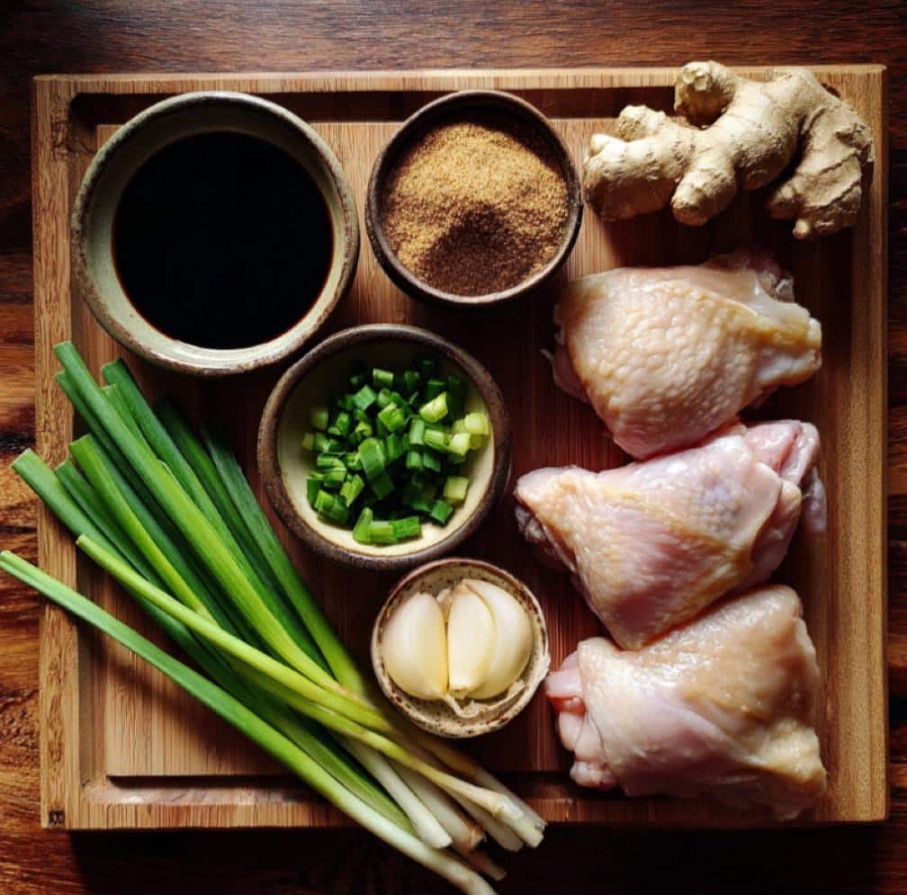 Hawaiian Shoyu Chicken Recipe – Easy Island Flavor You’ll Love 5 Ingredients for Hawaiian Shoyu Chicken on prep board