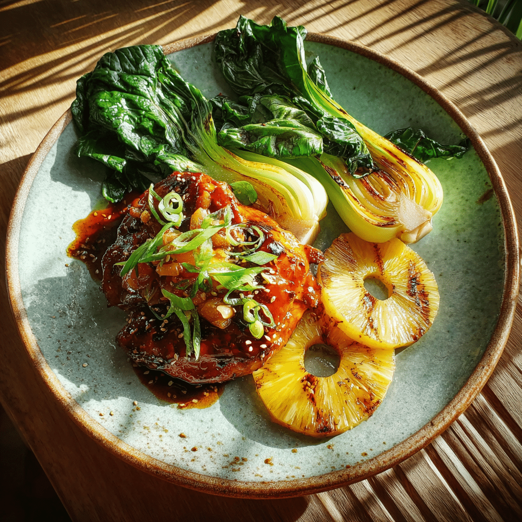 Hawaiian Shoyu Chicken Recipe – Easy Island Flavor You’ll Love 8 Hawaiian Shoyu Chicken with bok choy and grilled pineapple