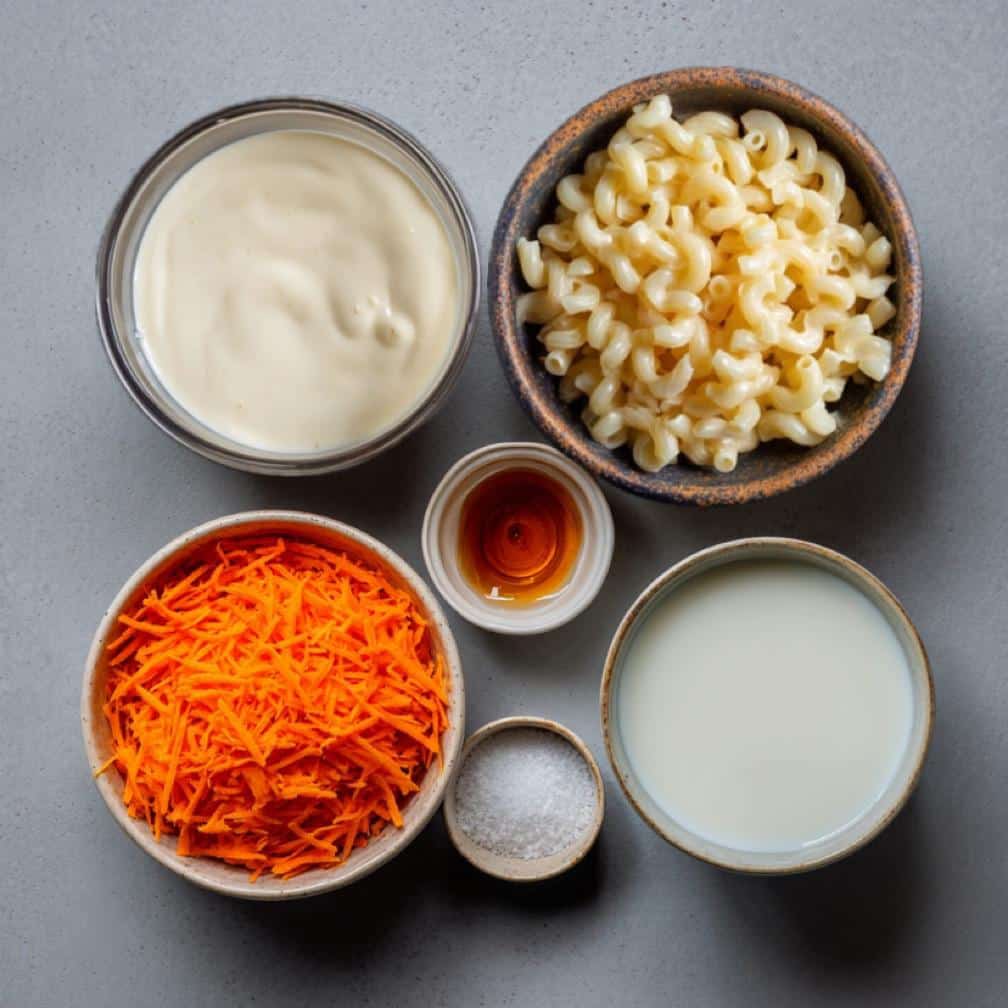 Hawaiian Macaroni Salad Recipe: The Creamiest Island-Style Side Dish 5 Ingredients for Hawaiian macaroni salad on table