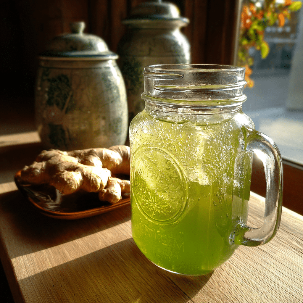 Japanese Mounjaro Recipe: Natural Weight Loss and Wellness Drink 7 Side view of Japanese Mounjaro recipe with matcha and lemon