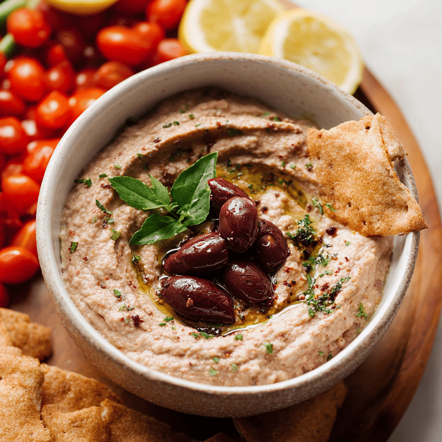 Kalamata White Bean Dip – The Best Mediterranean-Inspired Appetizer You Need to Try 8 Serving Kalamata White Bean Dip with mezze platter