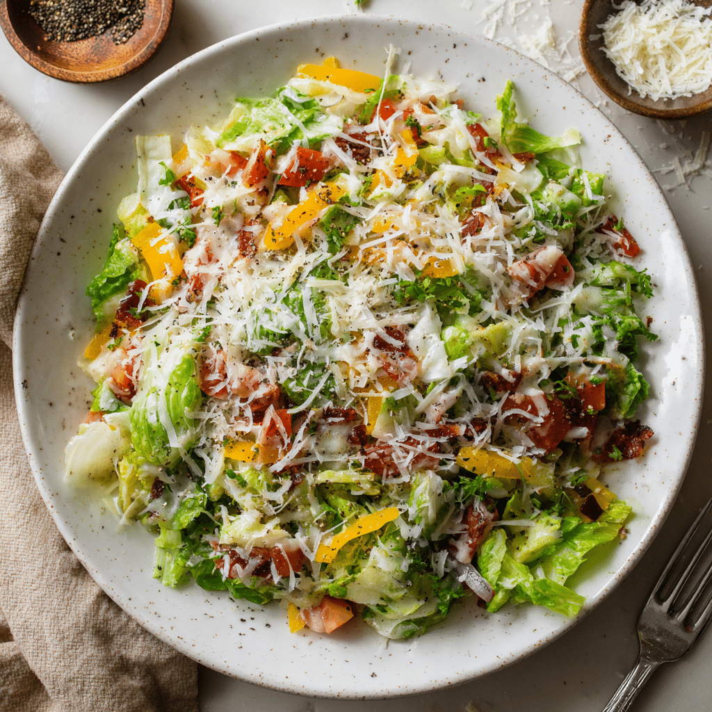 La Scala Italian Chopped Salad (TikTok’s Viral 10-Minute Recipe) 8 Finished La Scala Italian Chopped Salad topped with cheese