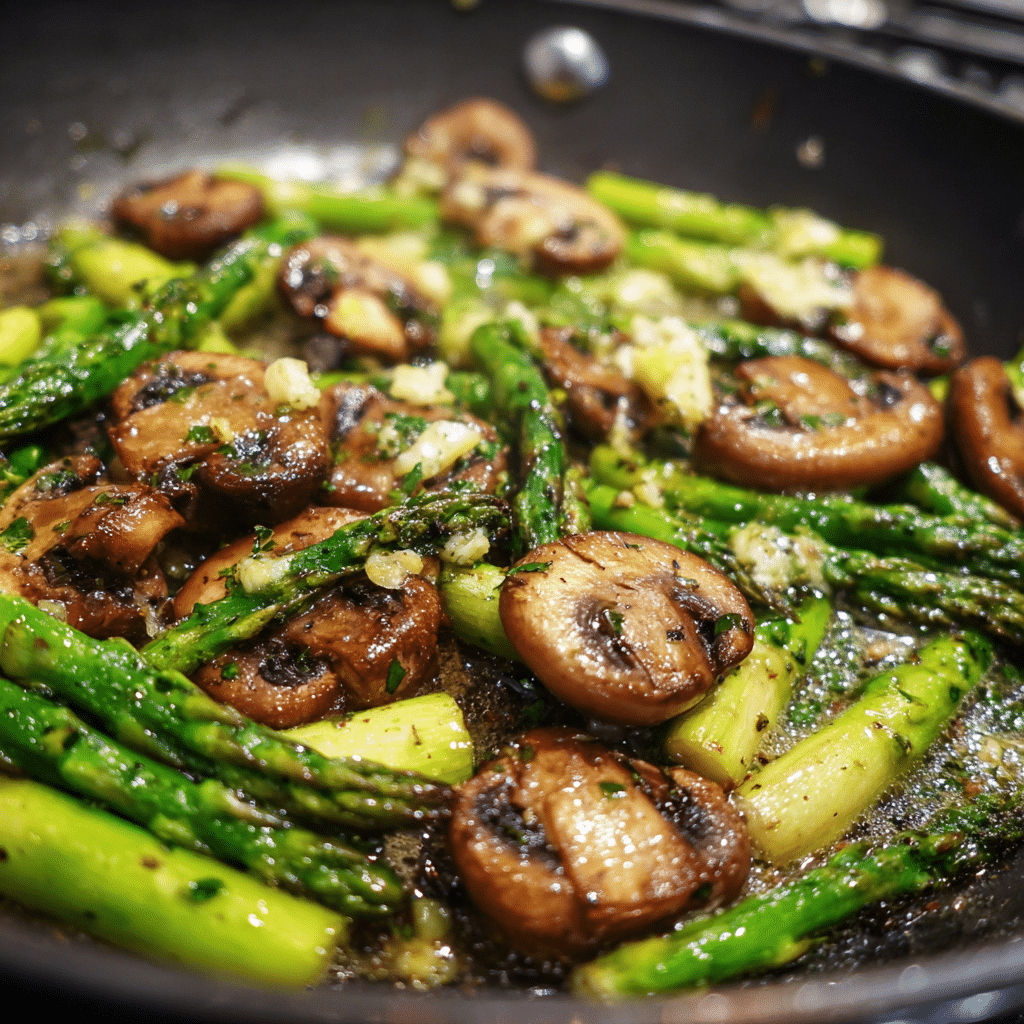Asparagus Pasta Mushroom – The Perfect Spring Dish Bursting with Flavor 7 sautéing asparagus and mushrooms for pasta