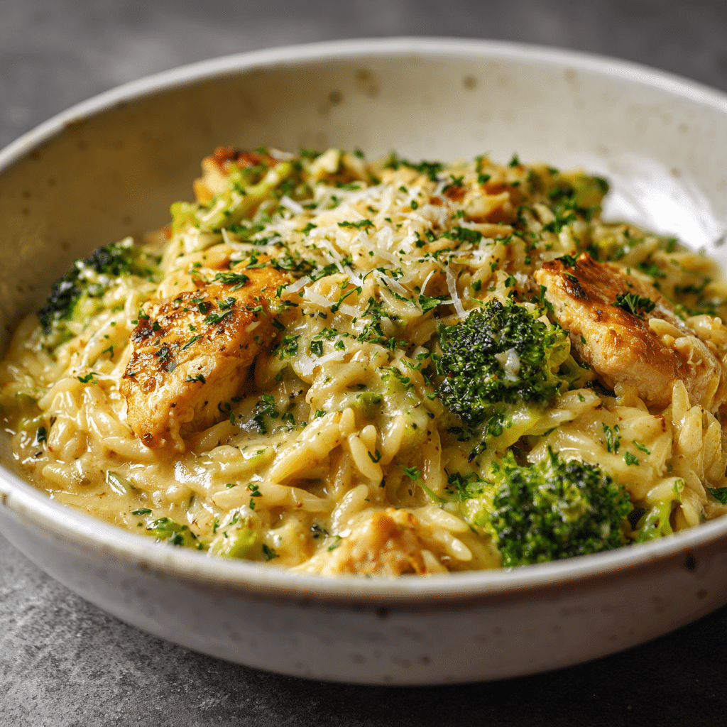 One Pot Cheesy Chicken And Broccoli Orzo – A Creamy Skillet Dinner Everyone Will Crave 8 Served One Pot Cheesy Chicken And Broccoli Orzo