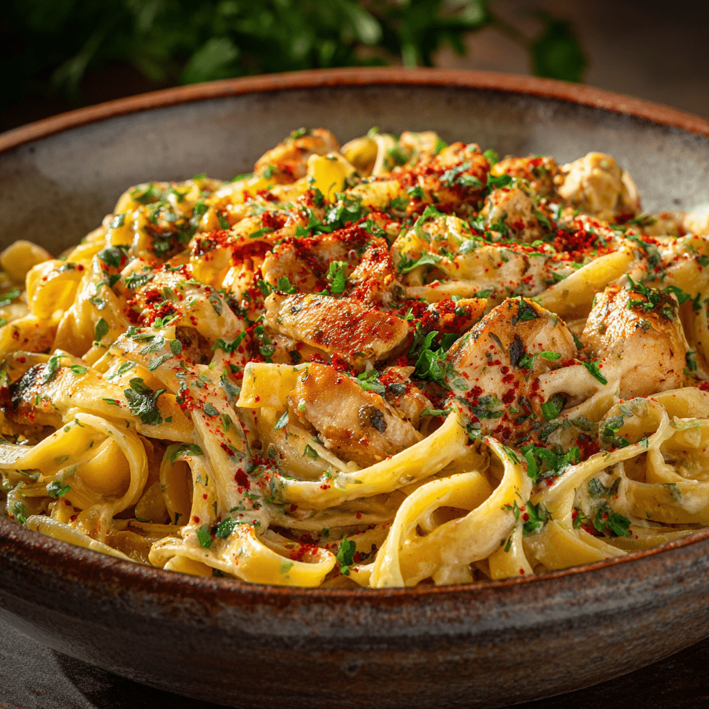 One Pot Chicken Alfredo Pasta – Easy Creamy Comfort Food in Minutes 7 Cajun-style One Pot Chicken Alfredo Pasta with paprika and herbs