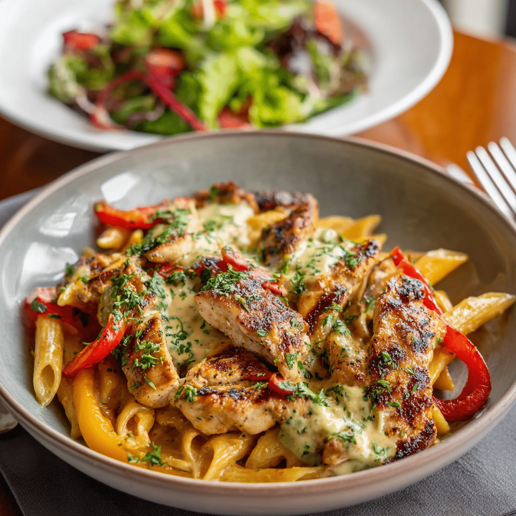 Dairy-Free Cajun Chicken Pasta: A Spicy, Creamy Delight Without the Dairy 7 Dairy-Free Cajun Chicken Pasta served with salad
