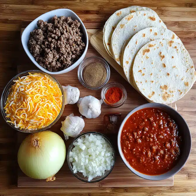 One Pan Cheesy Ground Beef Enchiladas – Simple, Cheesy Comfort 5 Ingredients for One Pan Cheesy Ground Beef Enchiladas