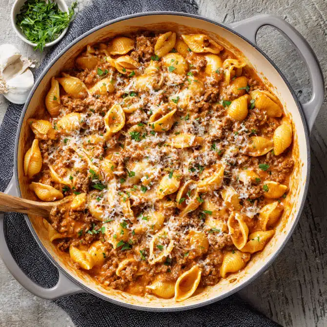 Creamy Shells and Beef Dinner – The Perfect One-Pot Comfort Meal