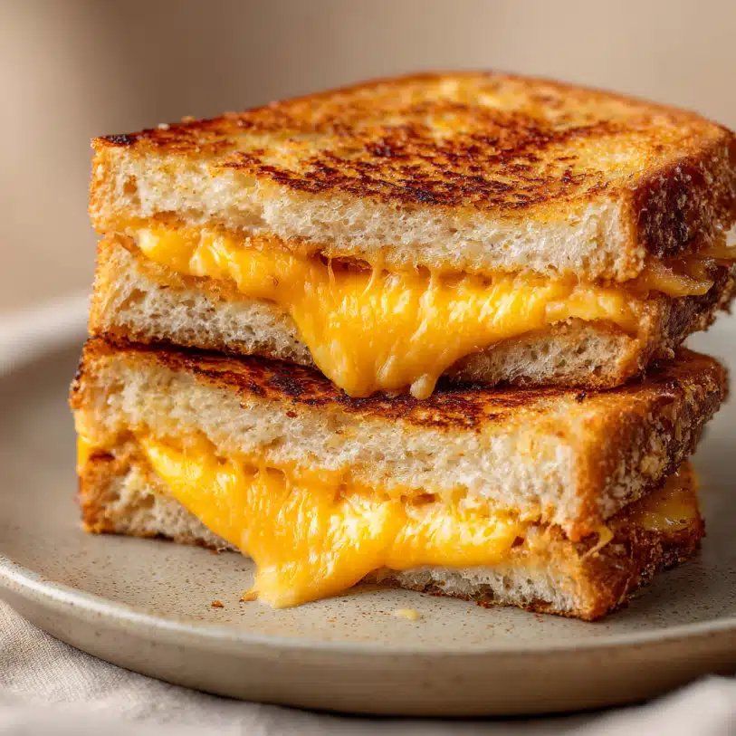 Easy sheet pan grilled cheese sandwich with melted cheddar