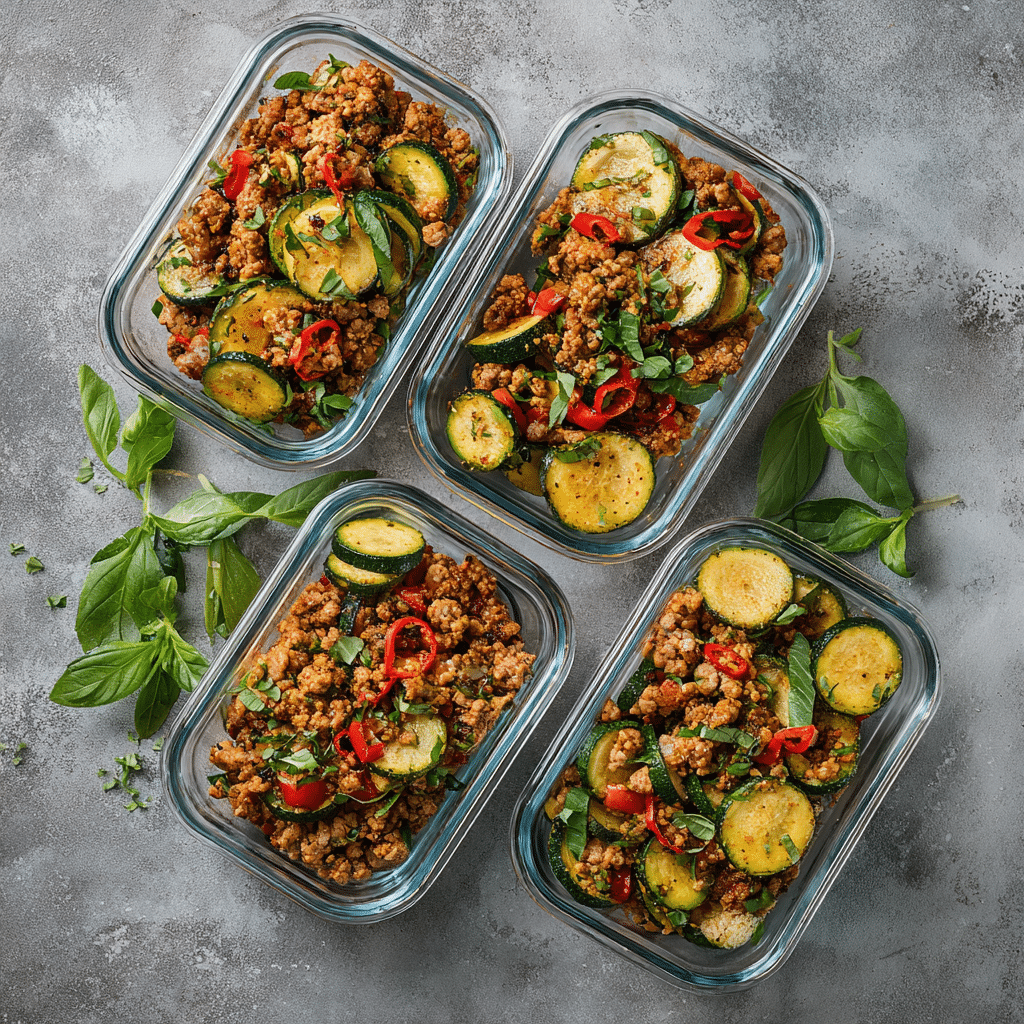 Ground Turkey Zucchini Skillet: A Delicious One-Pan Weeknight Dinner 6 Ground turkey zucchini skillet meal prep containers