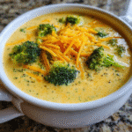 Instant Pot Broccoli Cheddar Soup Recipe: Creamy, Cheesy & Quick to Make 7 Instant Pot Broccoli Cheddar Soup in a white bowl