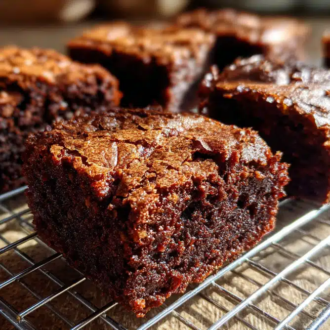 One-Bowl Banana Bread Brownies fresh from oven