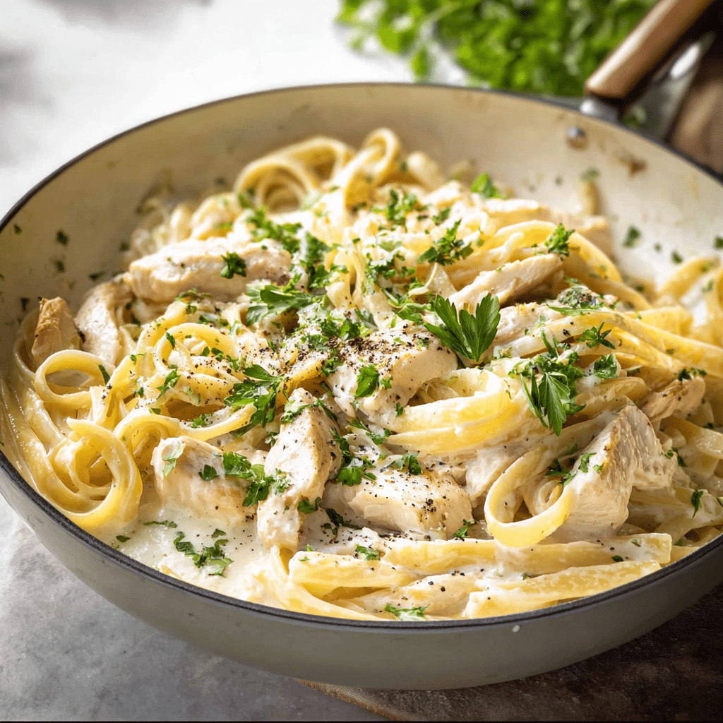 Best One-Pot Pasta Dinners for Easy & Flavorful Meals 7 One-Pot Pasta Dinners creamy chicken Alfredo with parmesan