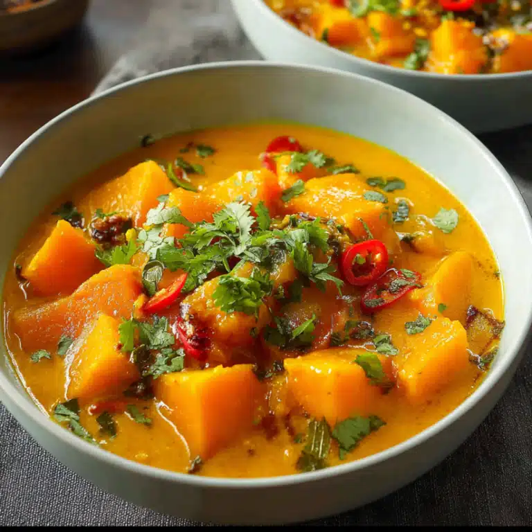 one-pot pumpkin curry with coconut milk served fresh in a bowl