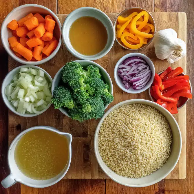 ingredients for one-pot quinoa and veggie