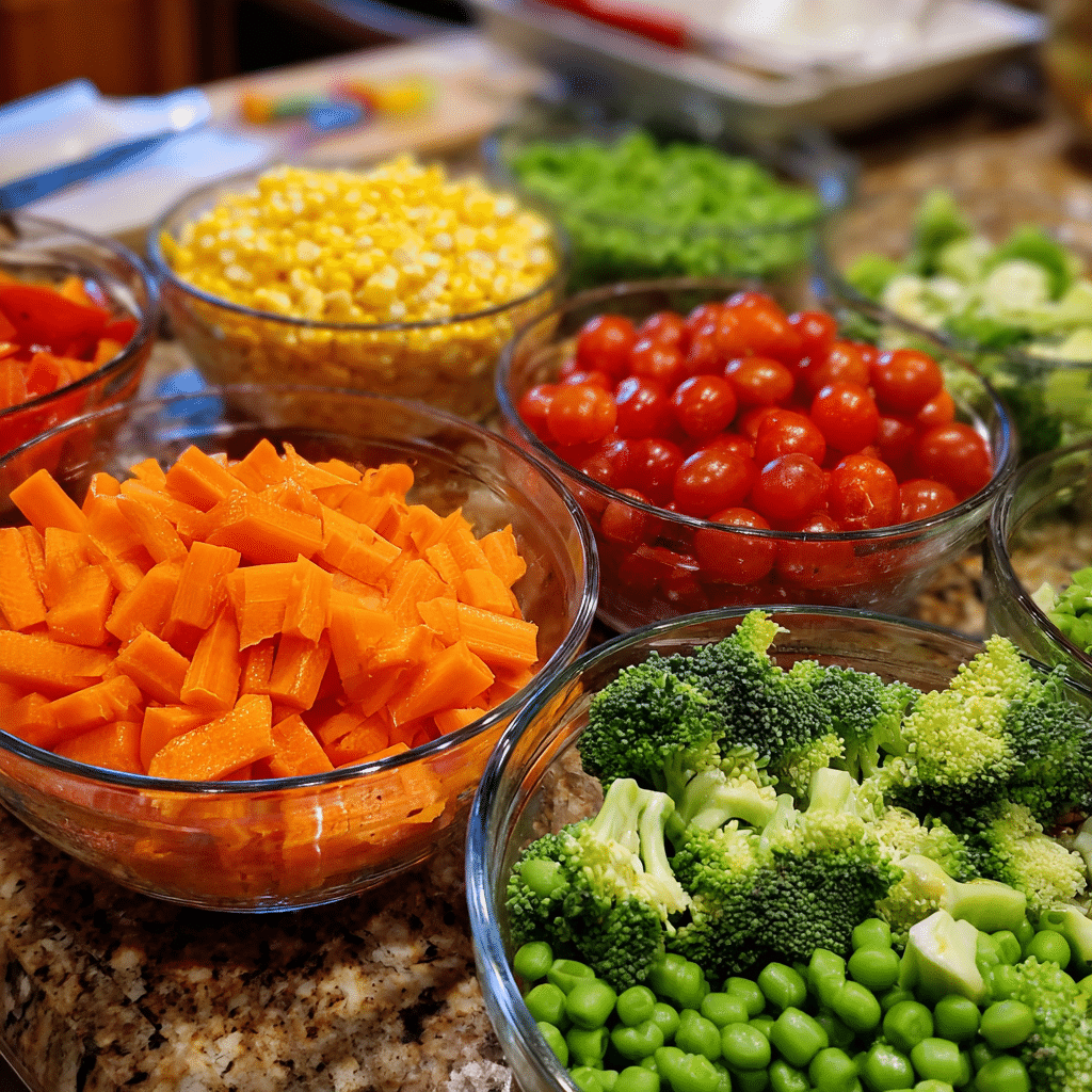 Rainbow Fried Rice (One-Pot Rice Cooker Recipe) – Easy, Healthy, and Colorful Meal 4 Vegetable prep for Rainbow Fried Rice (one-pot rice cooker recipe)