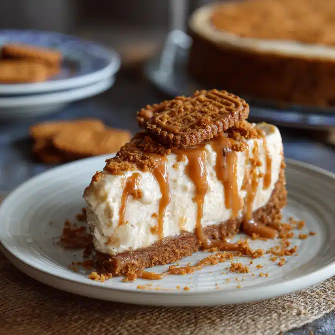 decorated one-pot lotus biscoff cheesecake with toppings