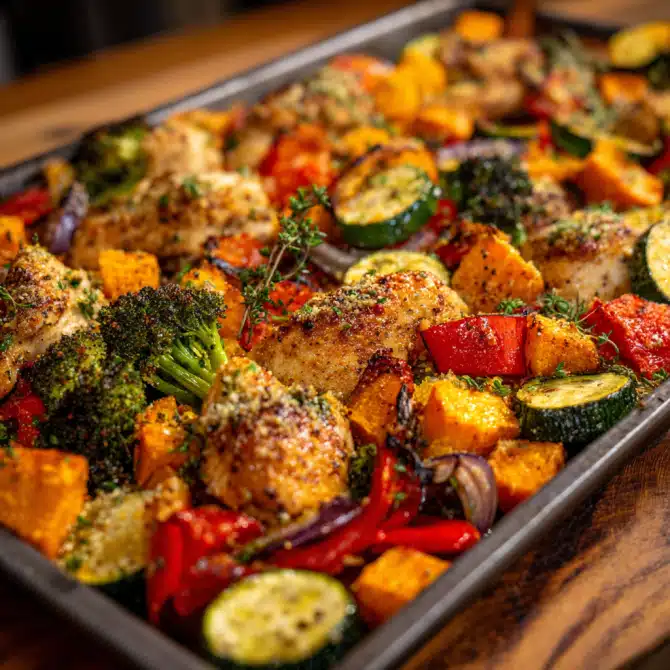Sheet Pan Chicken with Rainbow Vegetables – A Quick and Simple One-Pan Meal
