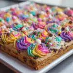 Sheet Pan Cookie Cake (for Kids Birthday Parties) 6 Sheet Pan Cookie Cake for kids birthday parties with colorful decorations
