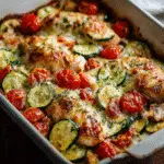 Sheet Pan Mediterranean Chicken Zucchini (Healthy & Easy One-Pan Dinner) 7 Sheet Pan Mediterranean Chicken Zucchini fresh from oven