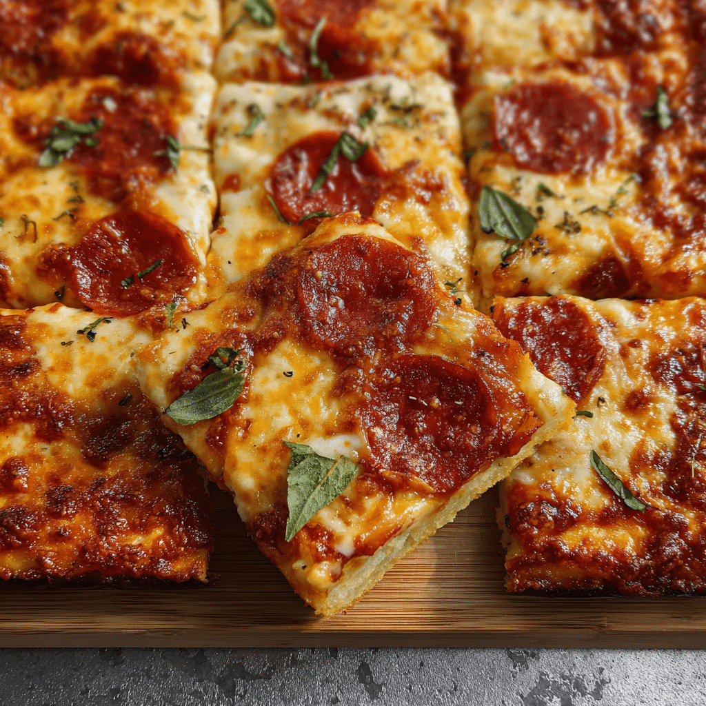 High-Protein Sheet Pan Pizza: A Healthy Twist on a Classic Favorite 8 Sliced High-Protein Sheet Pan Pizza on cutting board
