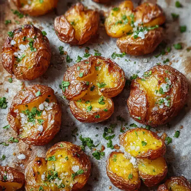 Crispy smashed potatoes on a sheet pan – a savory sheet pan comfort food recipe