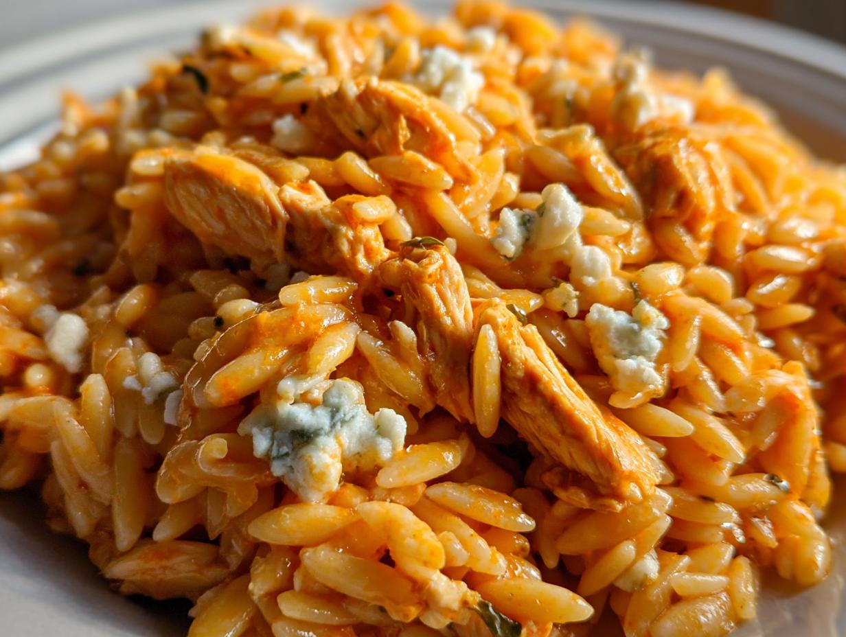 Amazing Buffalo Chicken Orzo Pasta: 30 Min Meal 7 Buffalo Chicken Orzo Pasta - detail 3
