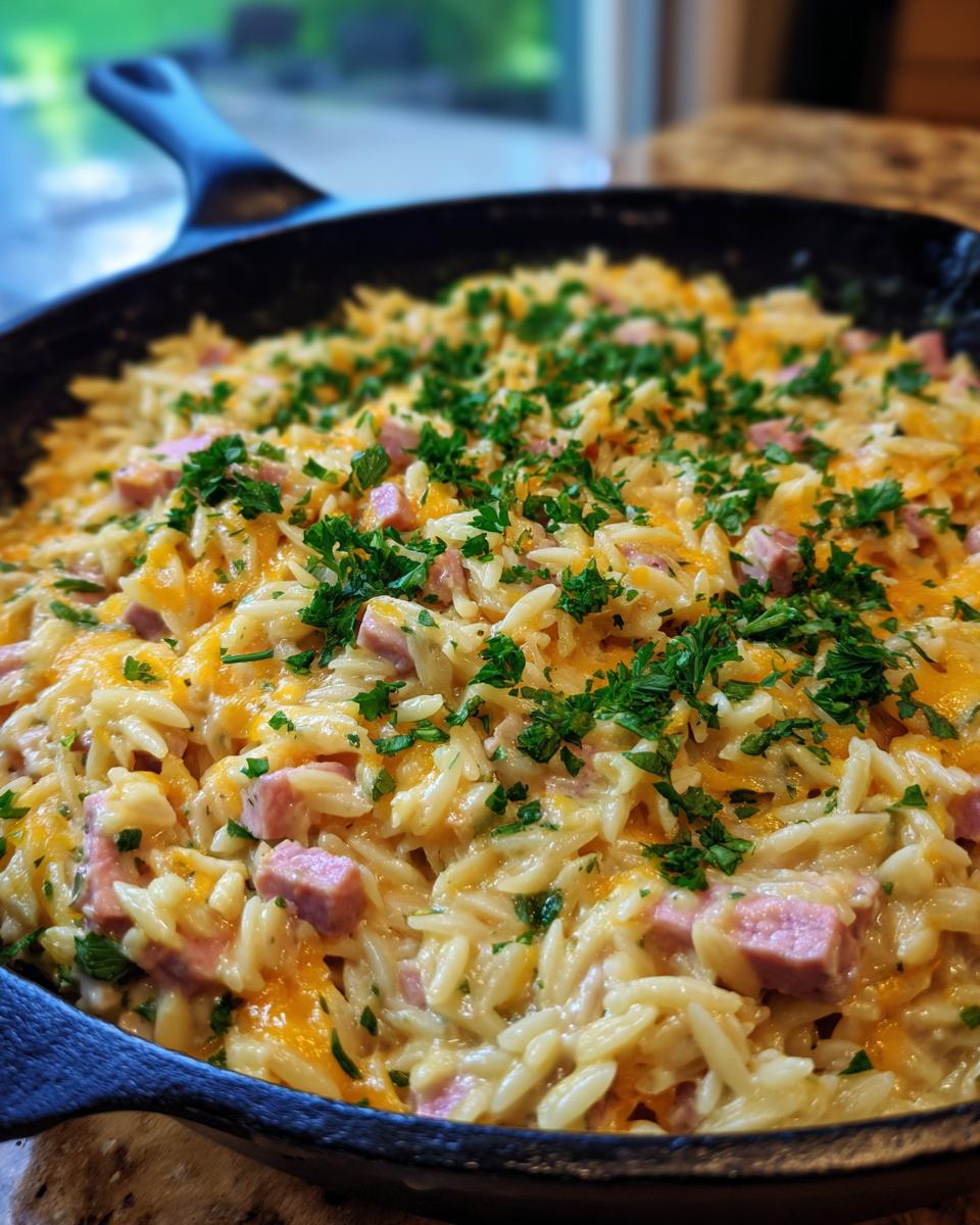Cheesy Ham and Orzo: 20 Min Creamy Comfort 5 Cheesy Ham and Orzo - detail 1