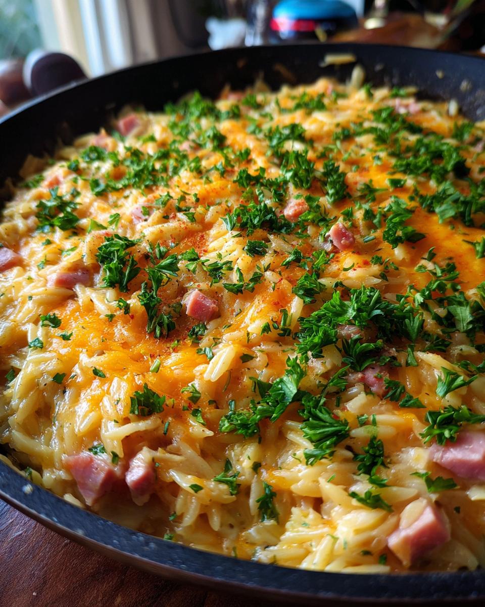 Cheesy Ham and Orzo: 20 Min Creamy Comfort 6 Cheesy Ham and Orzo - detail 2