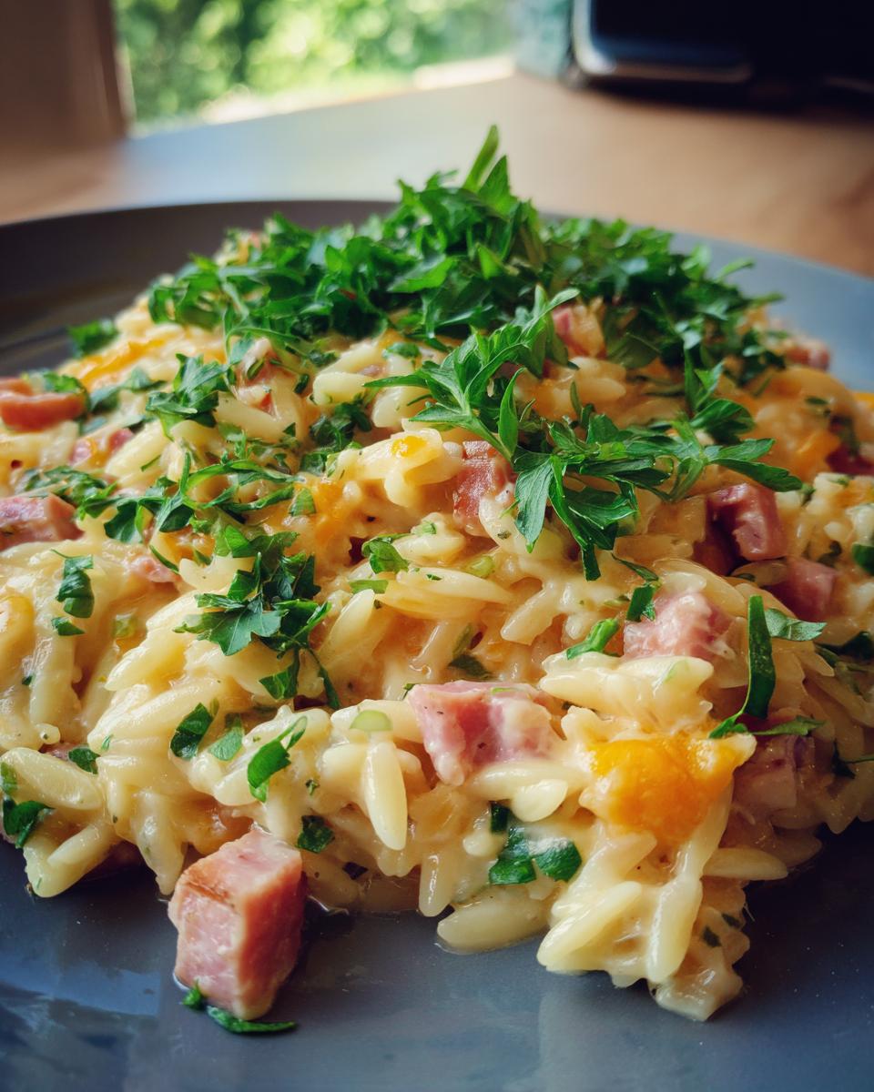 Cheesy Ham and Orzo: 20 Min Creamy Comfort 7 Cheesy Ham and Orzo - detail 3